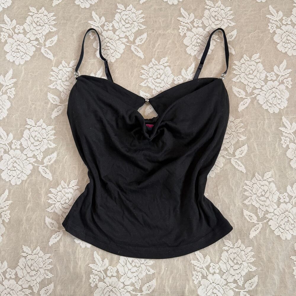 Edikted Black Cowl Neck Cutout Top Size S